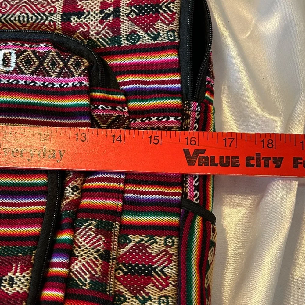 Peruvian‎ Cusco Backpack Tiara Woven Andean Llama Striped Boho Travel Bag